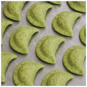 Varenyky with cottage cheese and spinach