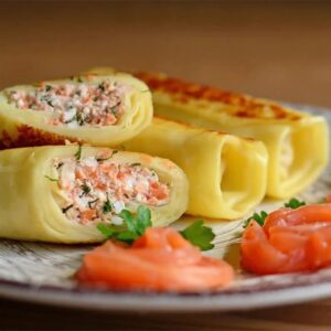 Mlyntsi with salmon and cottage cheese, 6 pcs.
